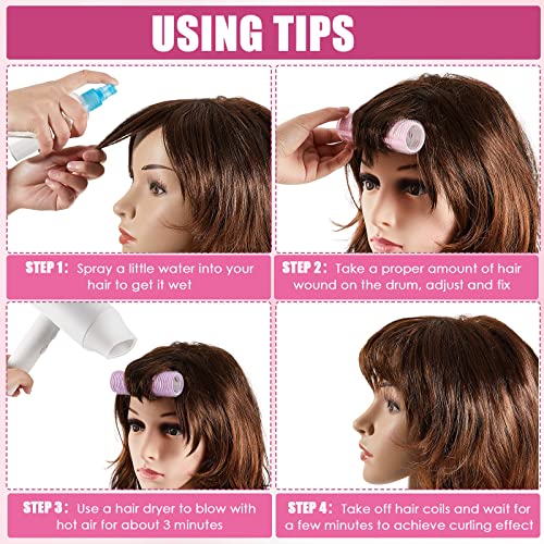 WILLBOND 8 Pcs Colorful Long Hair Rollers for Bangs, 4.1 x 1.2 Inch Self Grip Curlers