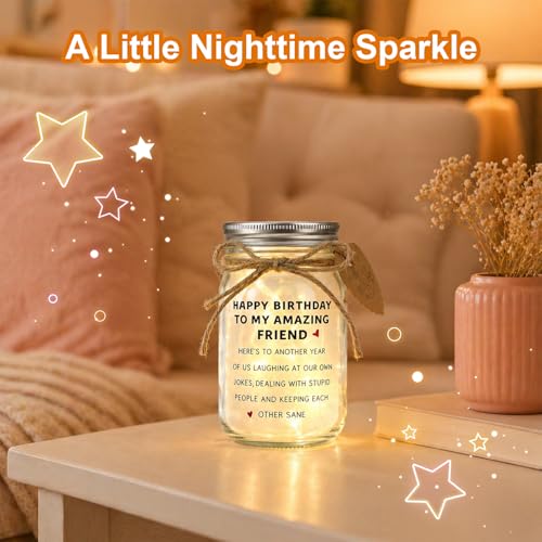 Light Up Jar with Greeting Card - Thoughtful Birthday Gift for Best Friend