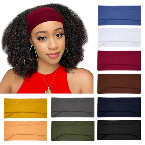 RITOPER Wide Non-Slip Headbands for Women - 10 Pack Soft Yoga Hair Bands