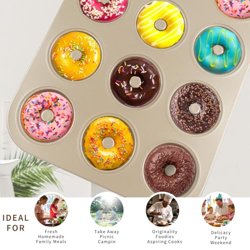 Nonstick 12-Cavity Donut Baking Pan - Carbon Steel Doughnut Molds