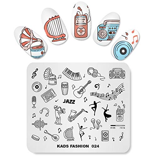KADS FA024 Guitar & Music Nail Art Stamping Plates for DIY Manicure