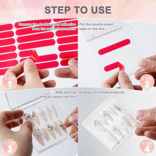 CloudTrip 15 Pcs Clear Acrylic Press-On Nail Packaging Boxes with Tabs