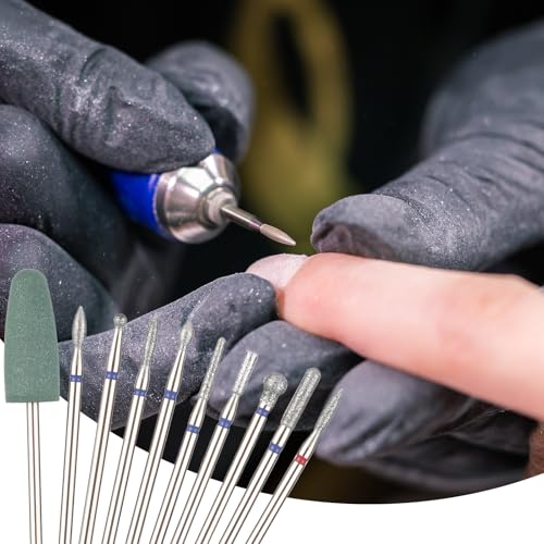 10pcs Nail Drill Bits Set for Manicure & Pedicure - Russian Cuticle & Gel Polishing