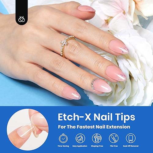 Beetles Gel Nail Tips - 504 Pcs Short Almond Full Cover for Easy Extensions