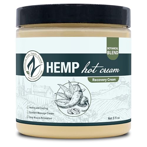 Zatural Hemp Hot Cream for Muscle & Joint Massage - 8oz Organic Formula