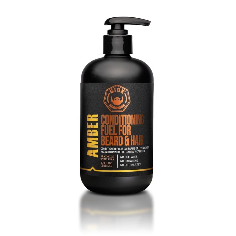 GIBS Amber Beard and Hair Conditioner - Detangle, Control Frizz, Revitalize Dry Hair & Skin, Antimicrobial & Antioxidant - Made in USA