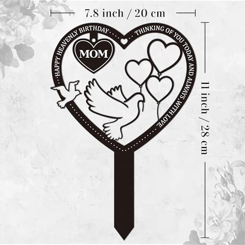 Mom Memorial Grave Marker - Happy Heavenly Birthday Plaque