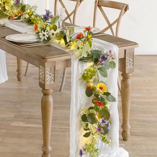 Daisy Garland Fairy Lights - 20 LED Eucalyptus Vine String Lights with Timer for Home, Bedroom, and Party Decoration