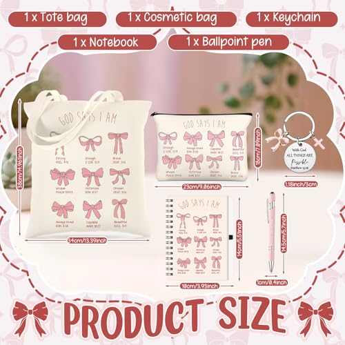 5-Piece Pink Bible Verse Canvas Tote Bag and Stationery Gift Set