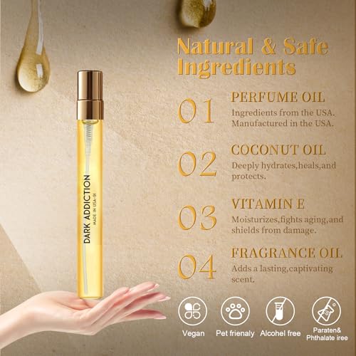 Dark Addiction Pheromone Perfume Oil for Women & Men - Amber Vanilla Travel Size 0.4oz