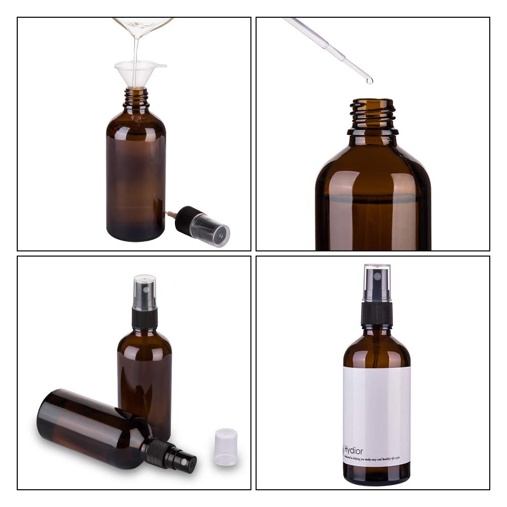 Amber Glass Spray Bottles for Essential Oils - 4oz Fine Mist Spray Bottle | 2 Pack