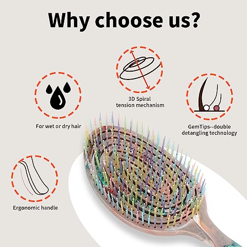 BLUSHMARKS Detangling Hair Brush for All Hair Types - Vented Nylon Bristles