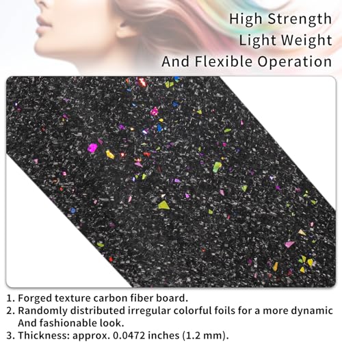 Professional Carbon Fiber Hair Coloring Board with Comb Teeth, Lightweight Slim Bleaching Board for Salon Hair Highlighting Balayage (Glitter Black S_130345)
