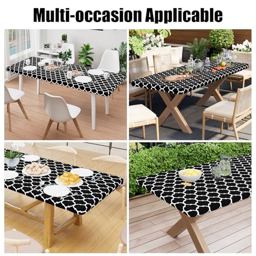 Smiry Waterproof Fitted Table Cover - 30" x 48" Elastic Vinyl Tablecloth for Picnics & Camping