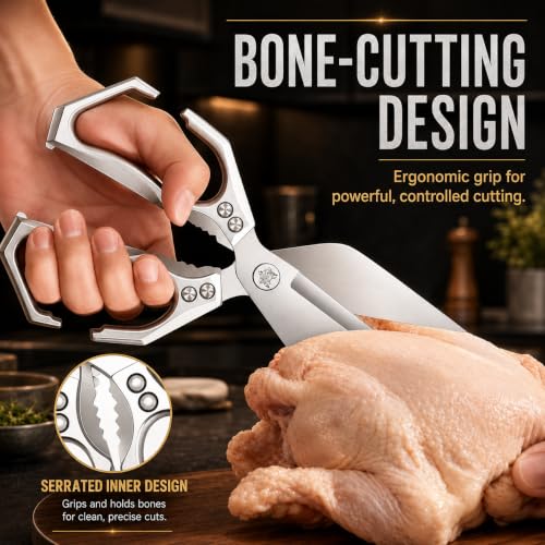 Heavy Duty Kitchen Shears - Japanese Steel Poultry Scissors