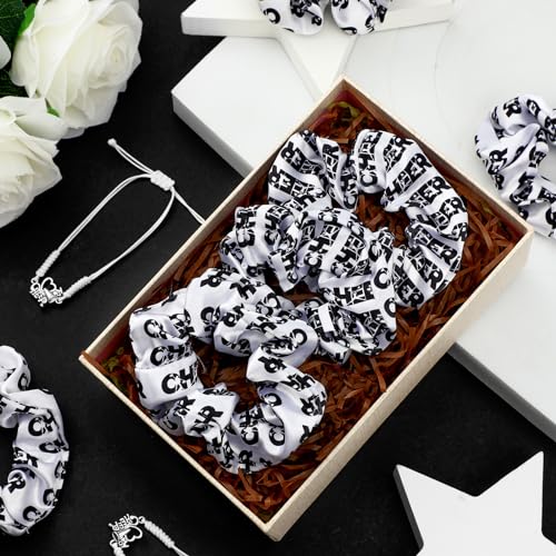 Hanaive 20 Pcs Cheerleader Bracelet & Scrunchies Set, White Variation