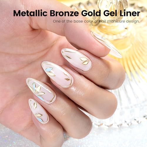 Metallic Chrome Gel Liner Nail Art Set - Silver & Bronze Gold 2Pcs