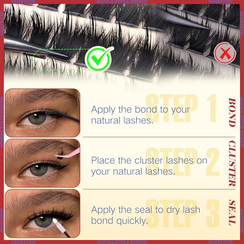 FANXITON Anime Lash Clusters 8-14mm, 204pcs DIY Wispy Extensions