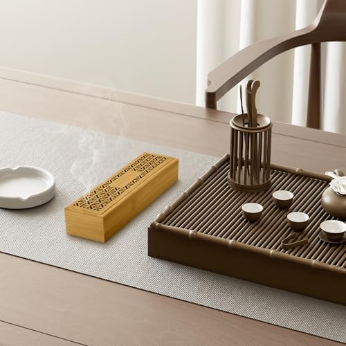 Wooden Incense Holder with Storage - Dual-Compartment Ash Catcher