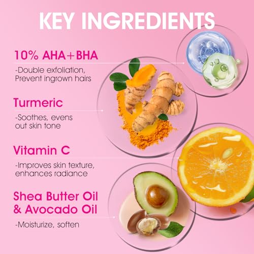 VOERUY Bikini Exfoliating Scrub with AHA+BHA & Turmeric - Smooth Skin, Reduce Ingrown Hairs