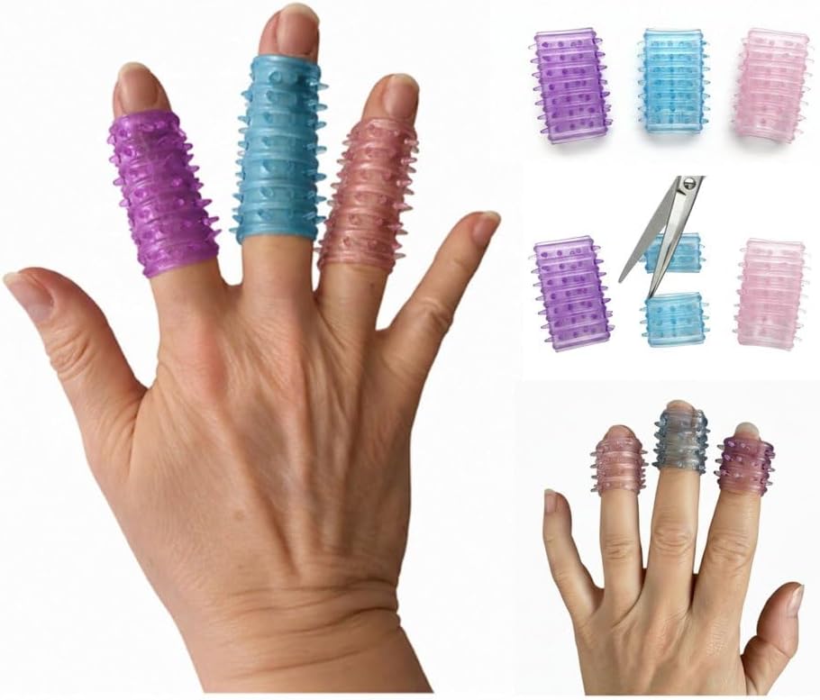 Fidget Support Finger Covers - Textured Silicone Sleeves for OCD, Anxiety & Nail Biting | 3-Pack