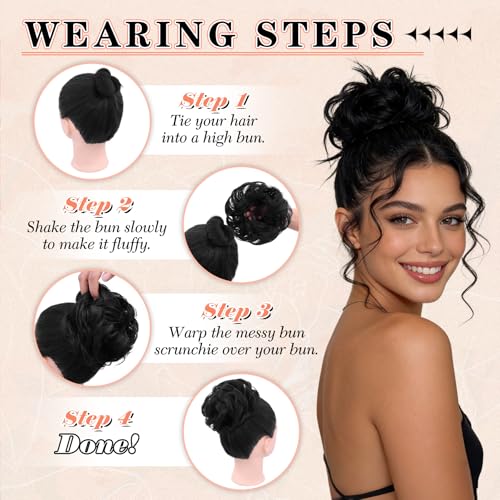 Light Brown 2PCS Messy Bun Hair Pieces for Women Synthetic Hair Extensions