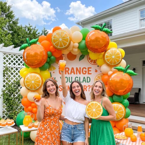 Orange Foil Fruit Balloons | 6 Pcs Citrus Baby Shower Decorations