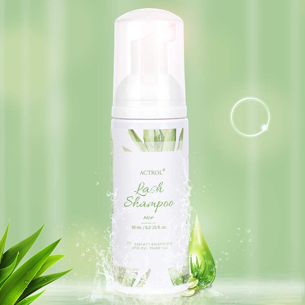 Eyelash Extension Cleanser - Natural Aloe Foaming Shampoo 60ML | Paraben & Sulfate Free, Non-Irritating