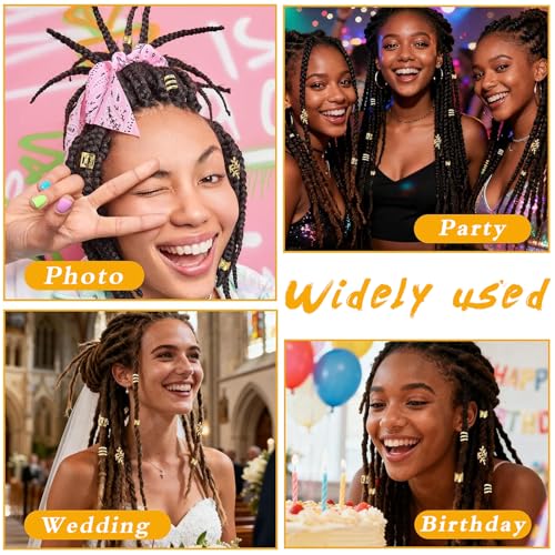 220 Pcs Gold & Colorful Hair Jewelry Set for Braids & Locs