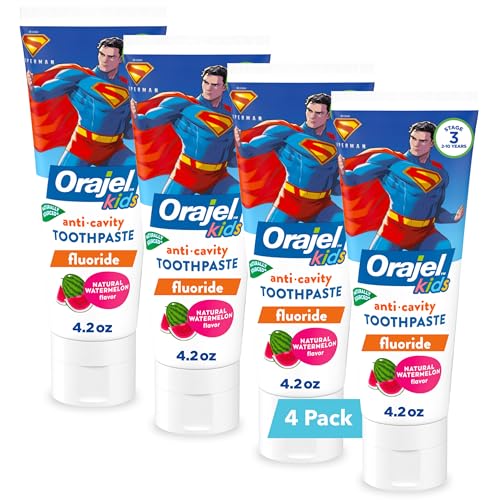 Orajel Kids Superman Fluoride Toothpaste, Watermelon Flavor, 4-Pack