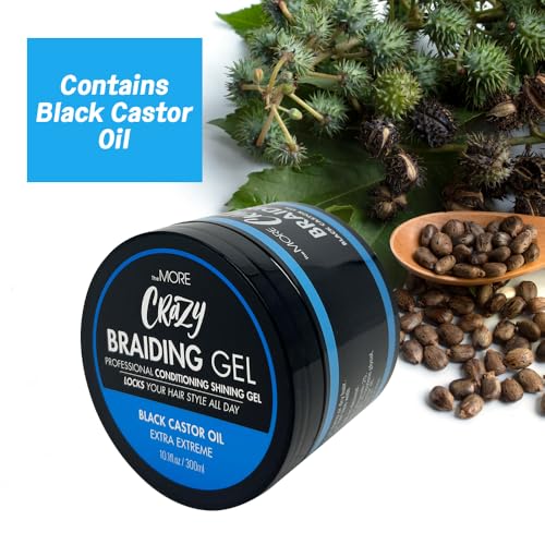 The MORE Crazy Braiding Gel - Extreme Hold, Nourishes Hair & Promotes Growth, 10.1 Fl Oz