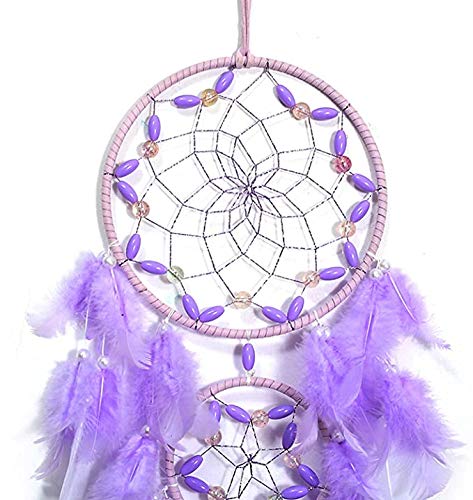 Large Purple Dream Catcher - Handmade Feather Wall Decor for Bedroom