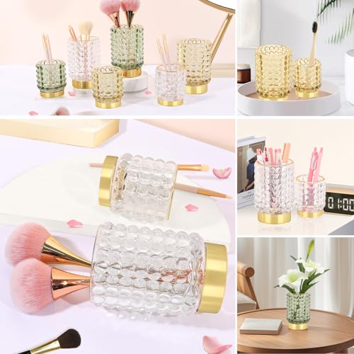 DASITON Clear Makeup Brush Holder Organizer - Vintage Glass Cup L