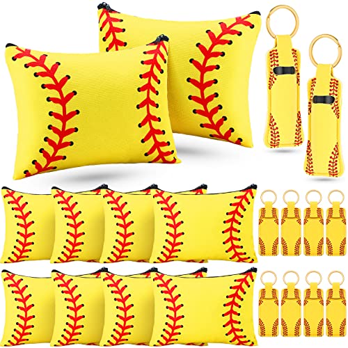 Saintrygo 20-Pack Softball Makeup Bags with Keychain Holder
