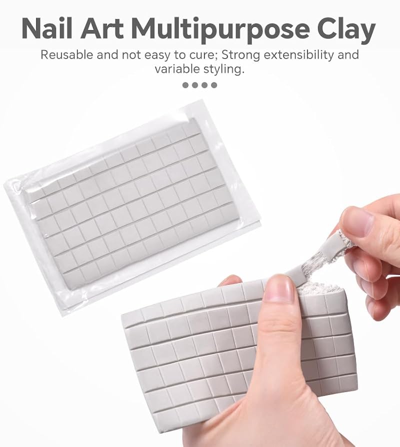132 Pcs Reusable Non-Toxic Nail Art Clay for DIY & Professionals
