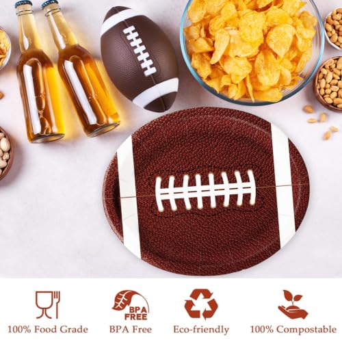50 Football-Shaped Disposable Paper Plates - 9 x 11 Inch for Parties