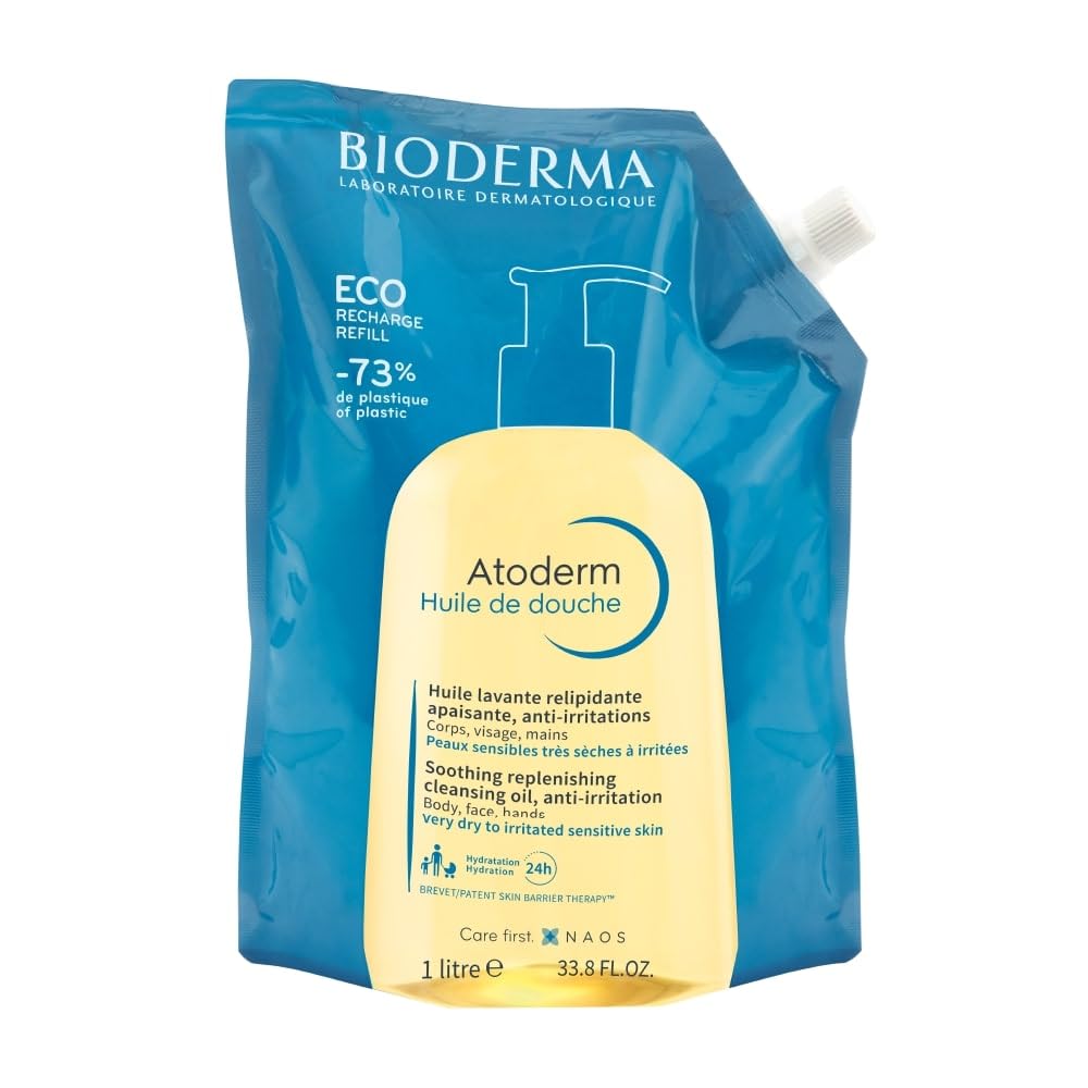 Bioderma Atoderm Shower Oil - Nourishing Cleansing Oil for Dry & Sensitive Skin | Family Size 16.7 oz