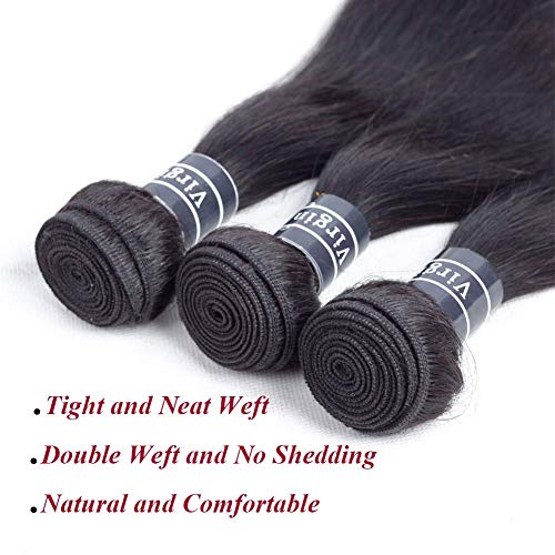 Amella 10 Inch Brazilian Virgin Hair Bundle - Unprocessed Straight Weave, Natural Black
