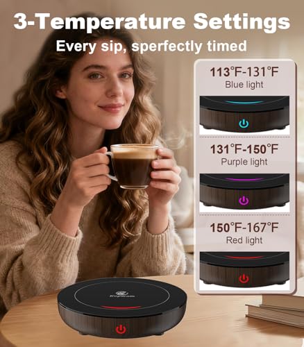 Kepwam Coffee Mug Warmer with 3 Temperature Settings & Auto Shut-Off