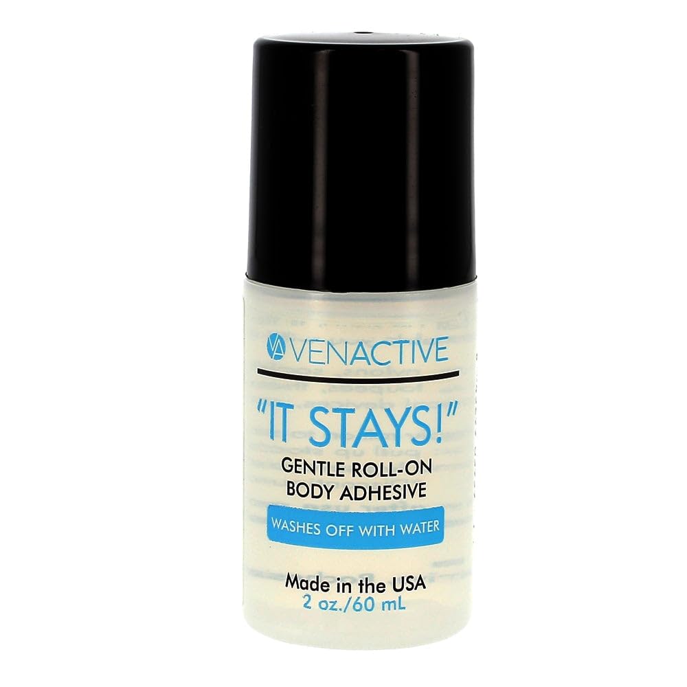 Body Adhesive Roll-On Glue - 2oz Clear Odorless Hypoallergenic for Stockings, Wigs & Costumes