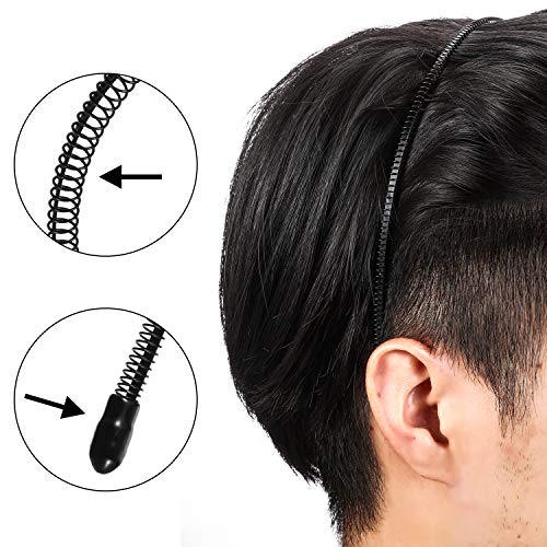 Unisex Metal Headbands 6-Pack - Non-Slip Spring Hair Bands for Men & Women