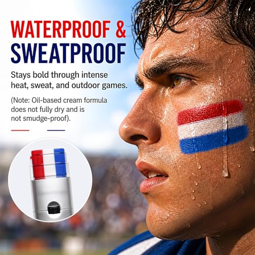 Red White Blue Face Paint Stick - Waterproof Patriot Makeup