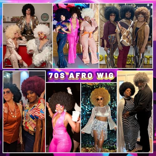 White Afro Wig for Women - Glueless 70s Afro Puff Curly Wig