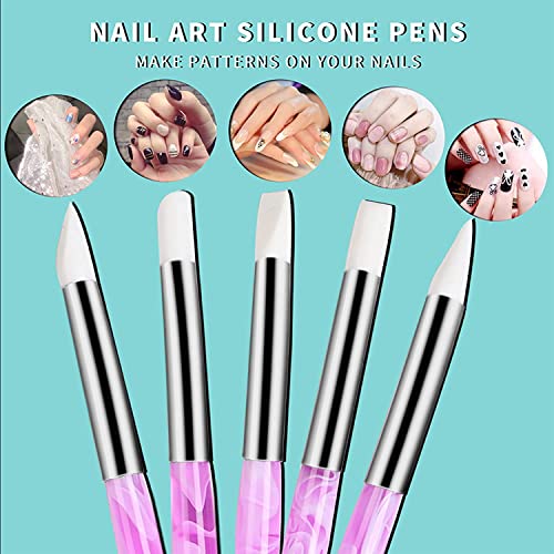 BQAN 5-Piece Silicone Nail Art Pen Set for 3D Sculpting