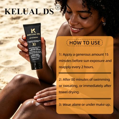 KELUAL DS Sunscreen SPF 30 for Women of Color - No White Residue