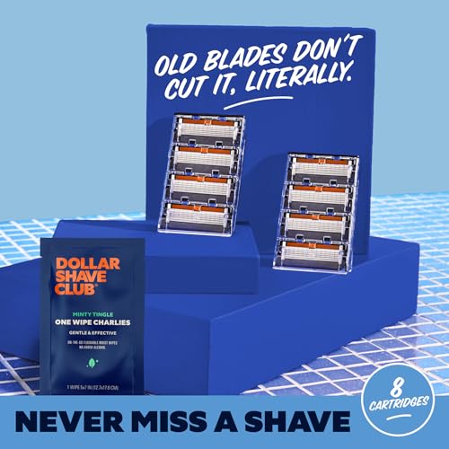 Dollar Shave Club 6-Blade Razor Refills - 8 Pack with Precision Trimmer