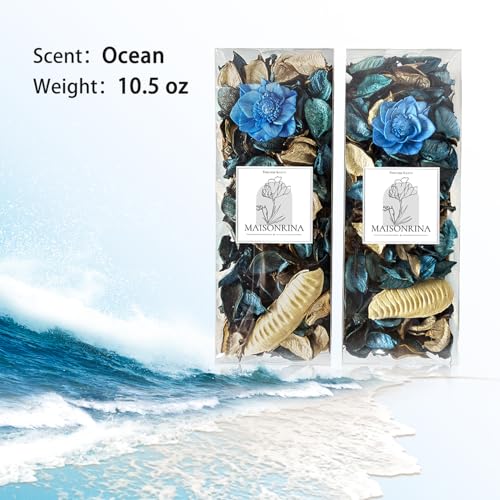 Ocean Scented Potpourri - 10.5 oz Dried Flower Bowl Filler, 2 Pack