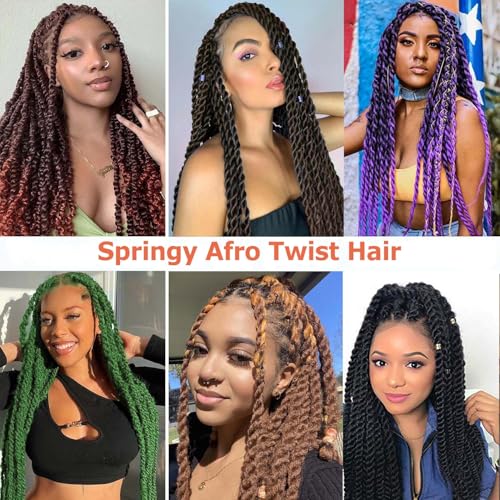 ELAOGI 18 Inch Red Springy Afro Twist Hair 6 Packs Pre-Fluffed Braiding Extensions