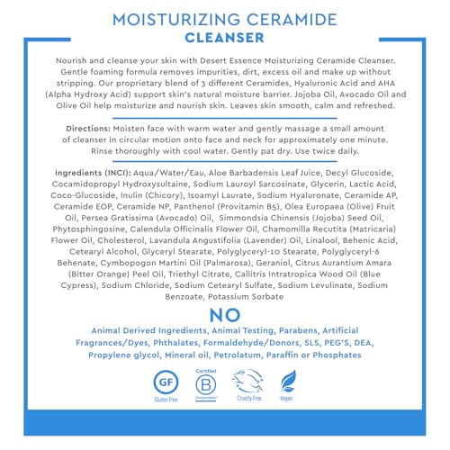 Ceramide Facial Cleanser with Hyaluronic Acid – Gentle Skin Moisturizing Face Wash