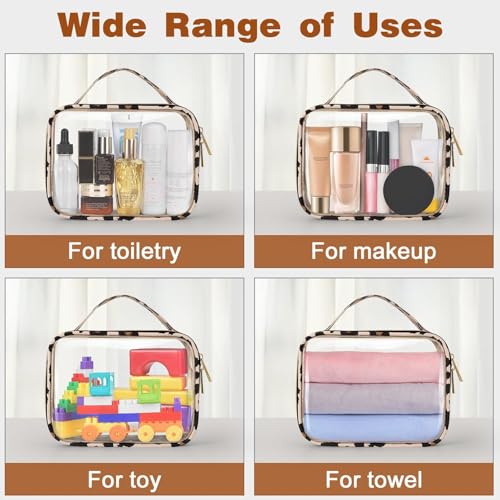 Wedama Large Clear Toiletry Bag 2 Pack - Leopard Print Travel Makeup Bags